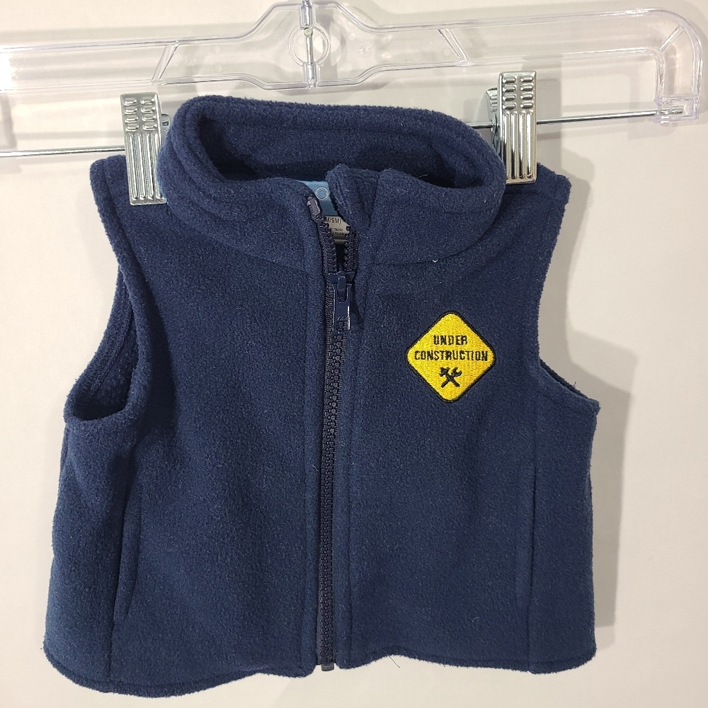 Good Lad Infant Boys Vest Size 6M/9M Blue with Under Contruction Patch Full Zip